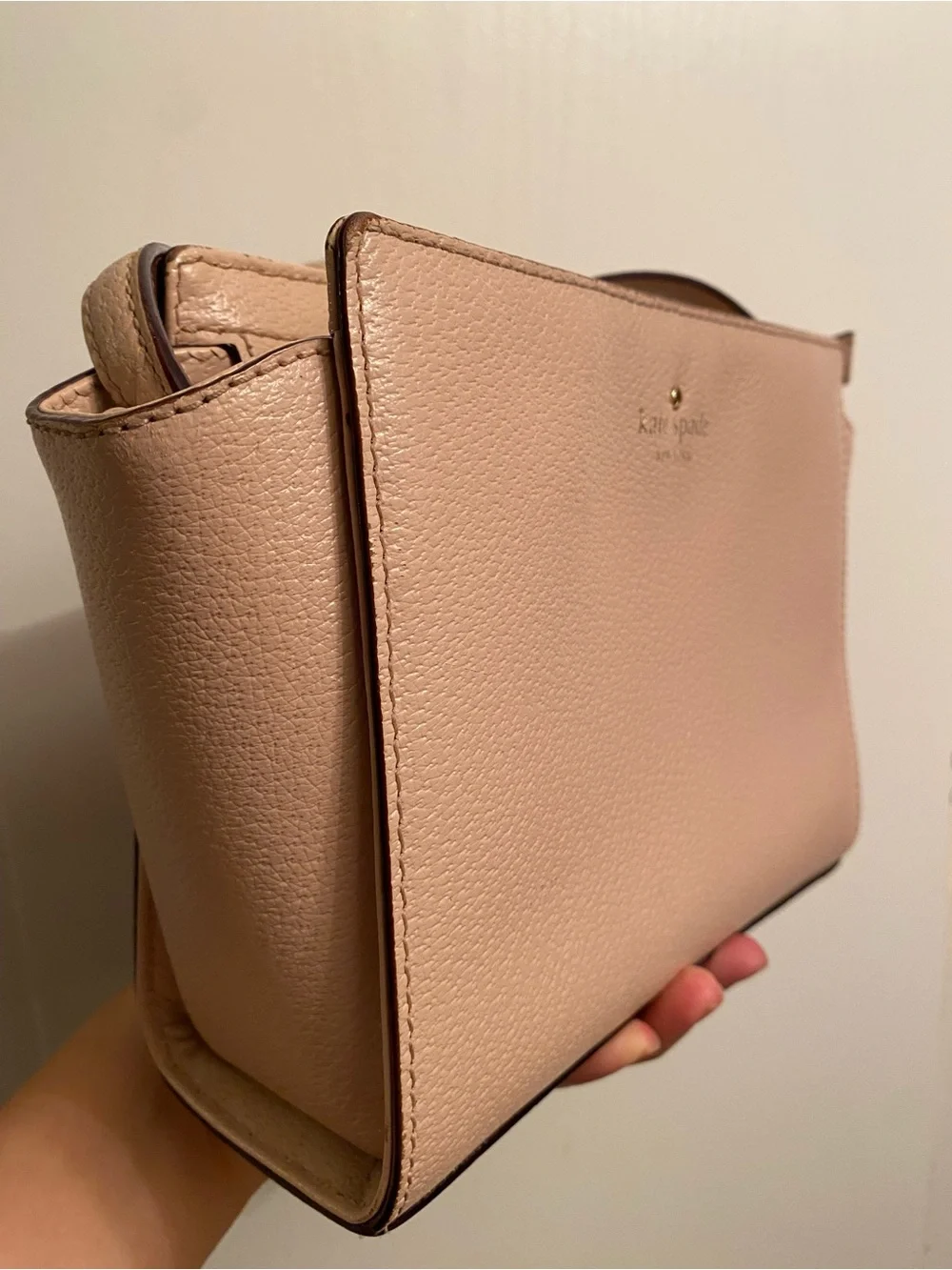 Kate Spade Blush Pink Leather Crossbody Bag with Adjustable Strap